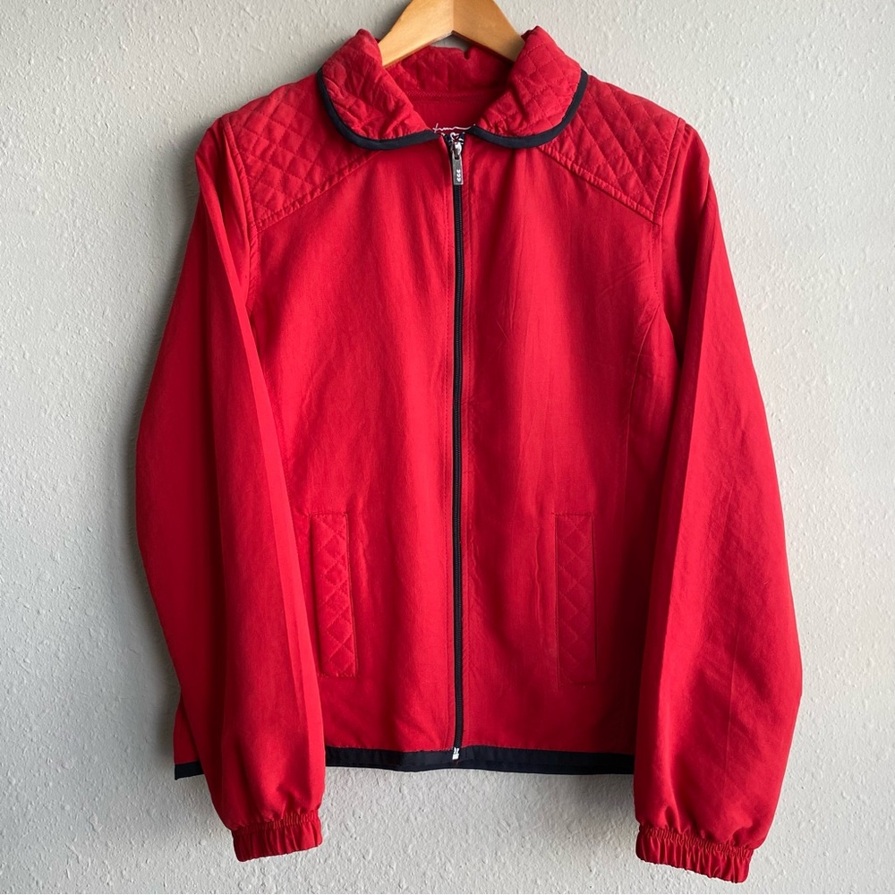 Three Hearts Red Lined Zip Up Jacket